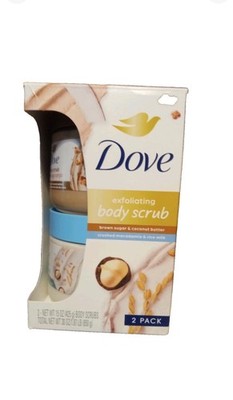 Dove Exfoliating Body Scrub Brown Sugar & Coconut butter Macadamia Rice Milk 2pk