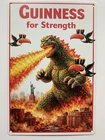 Guinness Beer Metal Sign - Guinness For Strength Retro Vintage Irish Godzilla