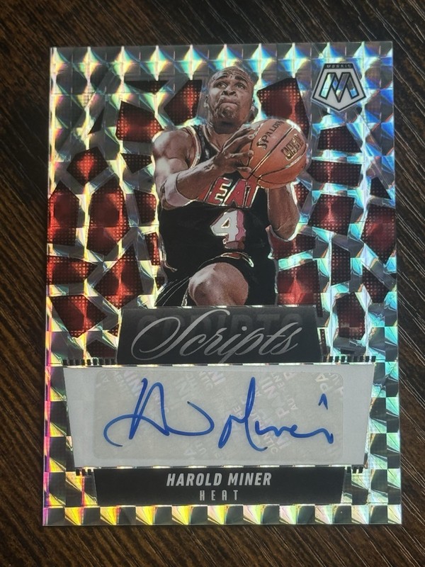 Harold Miner 2024-25 Panini Mosaic Scripts Auto Autograph #MS-MNR -Heat