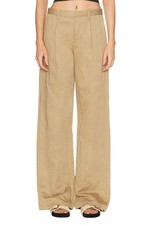 R13 Wide Leg Women Trousers 25 Khaki Linen Pl...