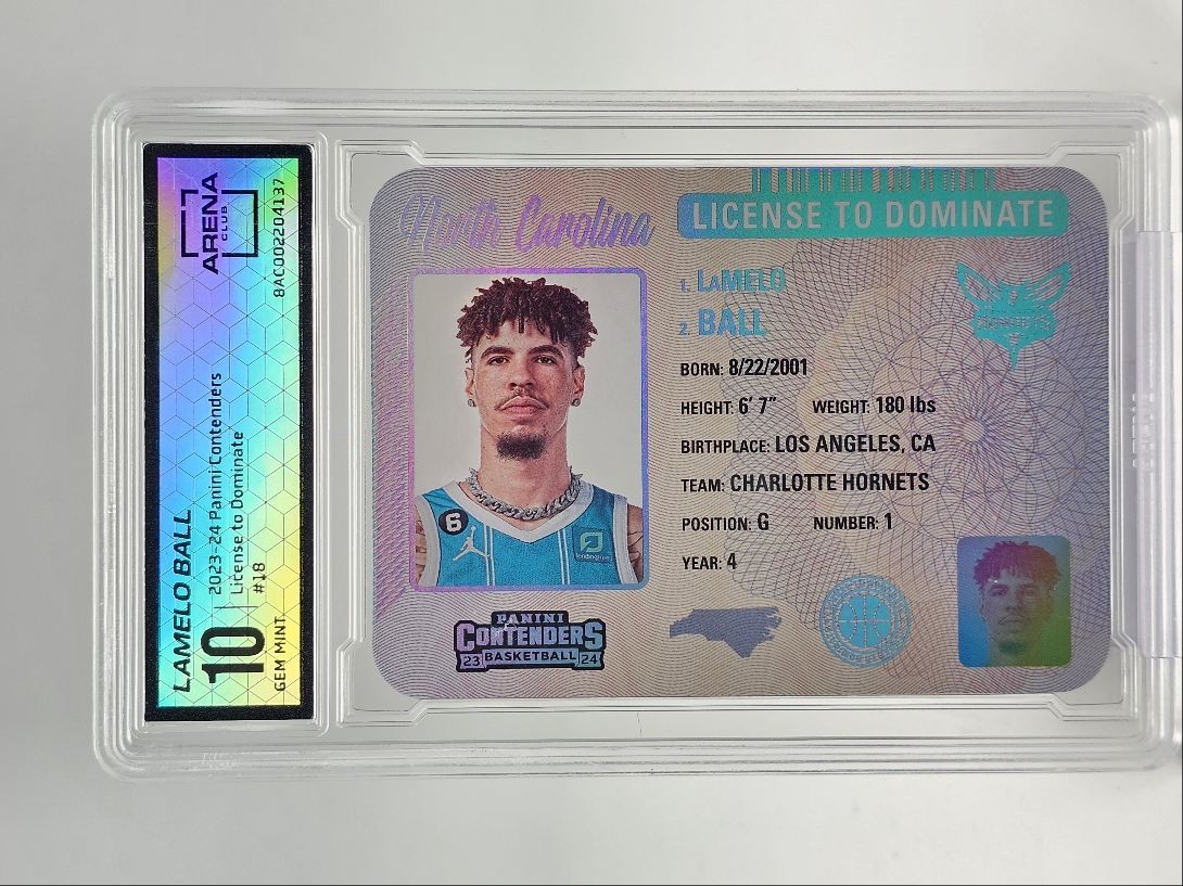 LAMELO BALL 2023-24 CONTENDERS LICENSE TO DOMINATE HORNETS ARENA 10 Q3236