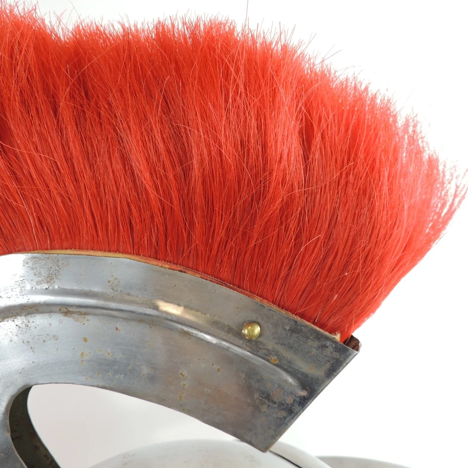 Costume Medieval Spartan Helmet Silver & Gold Base Metals Red Plume - Image 4 of 4