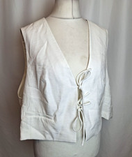 NEXT Waistcoat Bow Tie White Cropped Vest Women's UK26 NWT C5355
