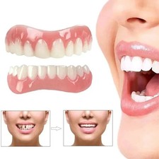 Smile Snap On False Teeth Upper Lower Dental Veneers Denture Tooth Cover Set