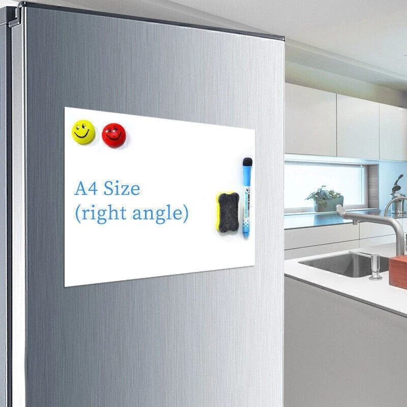 Magnetic Whiteboard A4 Soft Dry Wipe Writing Recording Fridge Magnets Stickers - Image 4 of 4