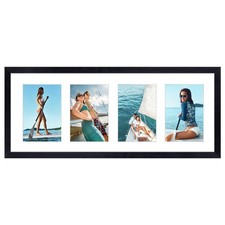 4x6 Picture Frame Collage 4 Opening, 8x20 Frame Matted to Four 4x6 Photos wit...