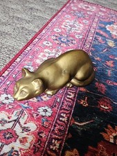 Vintage Crouching Hunting Brass Cat Statue 8 ...