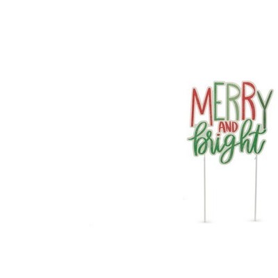 24.25'' MERRY & BRIGHT HOLIDAY ADJUSTABLE YARD STAKE Christmas RAZ NEW 4550825