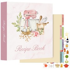 Recipe Binder 8.5x11 3 Ring Kit, Waterproof Recipe Book Blank Organizer Recip...