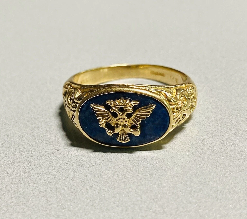 Faberge Ring von Franklin Mint 1985_Lapislazuli_585 14K Siegelring Wappenring - Bild 2 von 4