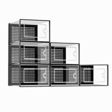 6/12 Pack XL Clear Drop Side Shoe Boxes Stackable Sneaker Storage Display Cases