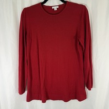 J Jill Sweater Women's Small Solid Red Knit Round Neck Long Sleeve Cotton Blend