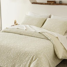 Jacquard Cream Stone Washed Cotton King Comforter Set 108  x94  