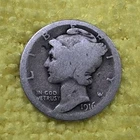 1916 D Mercury Dime 10C Silver Circulated Business Strike Uncertified US Coin