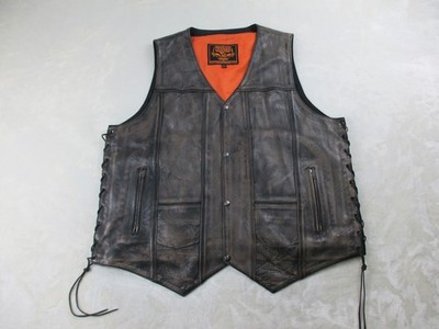 Milwaukee Leather Vest Mens XXXXL Brown Pockets Distressed Biker Casual