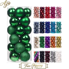 Mini Christmas Tree Ornaments - 24 Pcs in Grass Green, Shatterproof Design