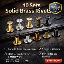 10x Chicago Screws Leather Rivets Flat Head Belt Studs Metal Bind Post Repair UK
