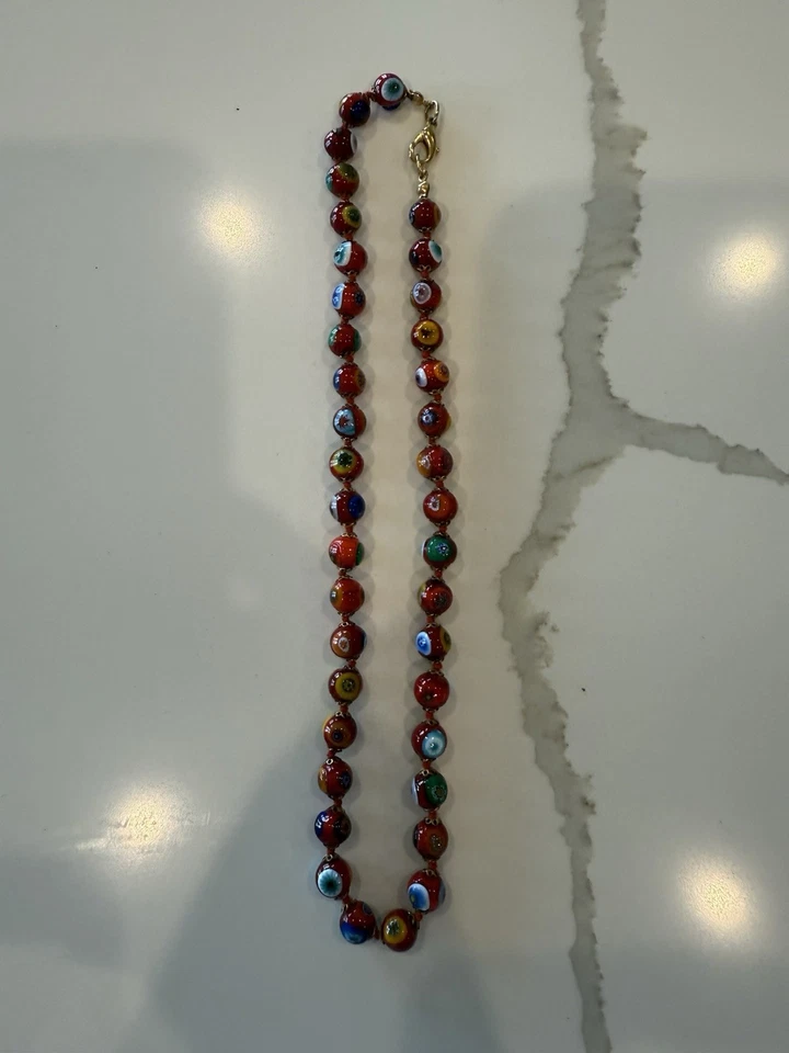 MURANO Millefiori Italian Multicolor Glass Beaded 17" Necklace Antica Murrina Foto 3 de 4