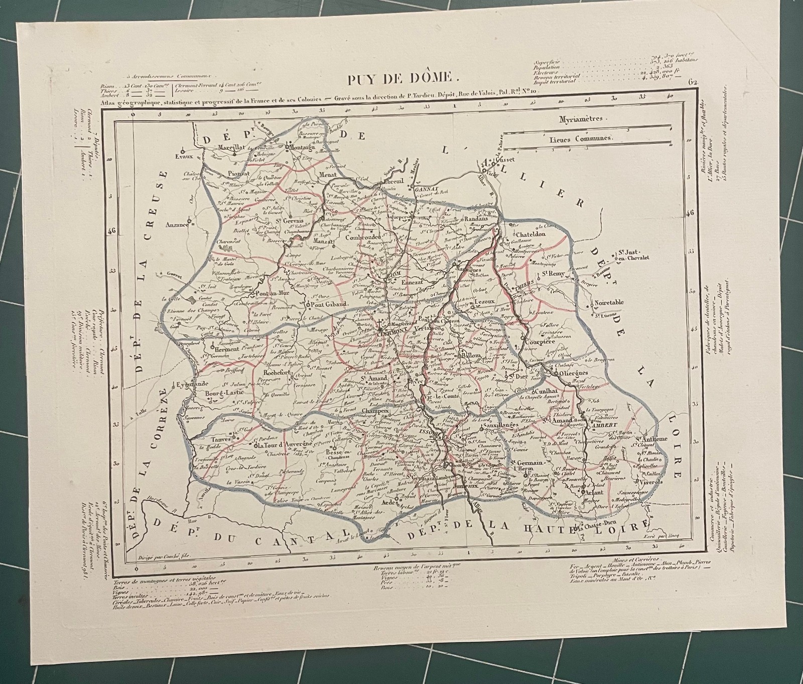 geo card. old 1832 department of PUY DE DOME
