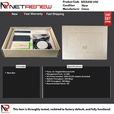 UNCLAIMED NEW Cisco Meraki MX64W-HW Firewall Security Appliance