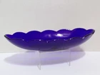 Vintage Rich Deep Cobalt Blue Oval Anchor Hocking ? Scalloped Rim Serving Dish