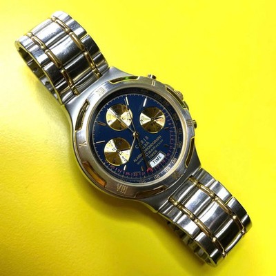 SEIKO ALBA Carib Alarm Chronograph Blue Dial Gold Accents Gebraucht