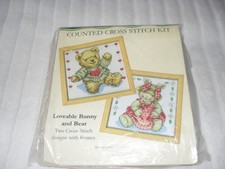 DMC Counted Cross Stitch Kit x 2 with Frames - Loveable Bunny and Bear
