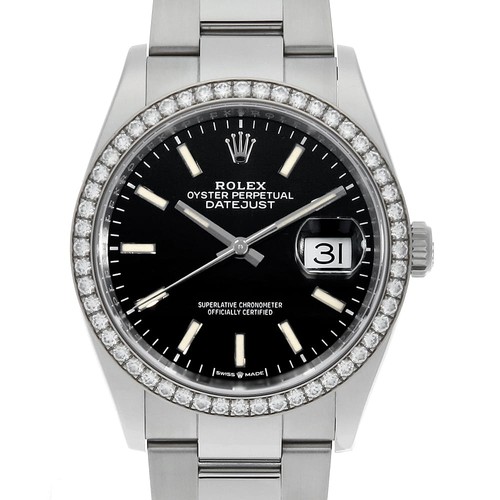 ROLEX Datejust 36 Bezel Diamond 126284RBR black 3 row oyster b...