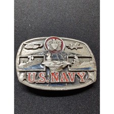 Vintage Military Navy Pewter Belt Buckle USA Made Bergamot 1991