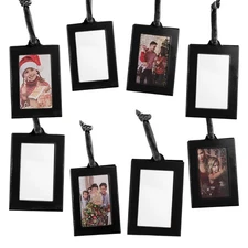 Hanging Picture Frame Ornaments - Set of 8 2x3 Black Hanging Photo Frame