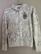 Vintage Billabong Women s Y2K Full Zip Cream Hoodie Parsley Print Size S