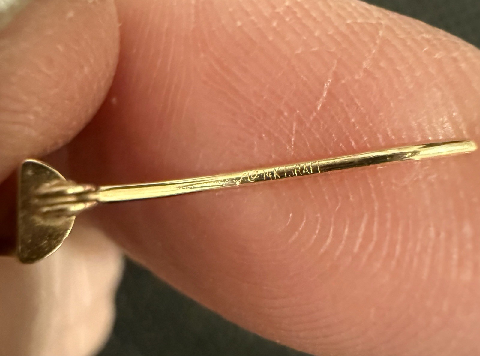 2.25g 14k Solid Yellow Gold Patterned Elongated  … - image 4