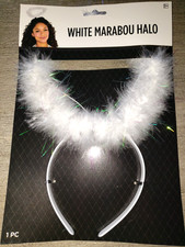 NEW WHITE HALO HALLOWEEN COSTUME CHRISTMAS ANGEL PLAY GIRL/WOMEN FEATHERS CUTE