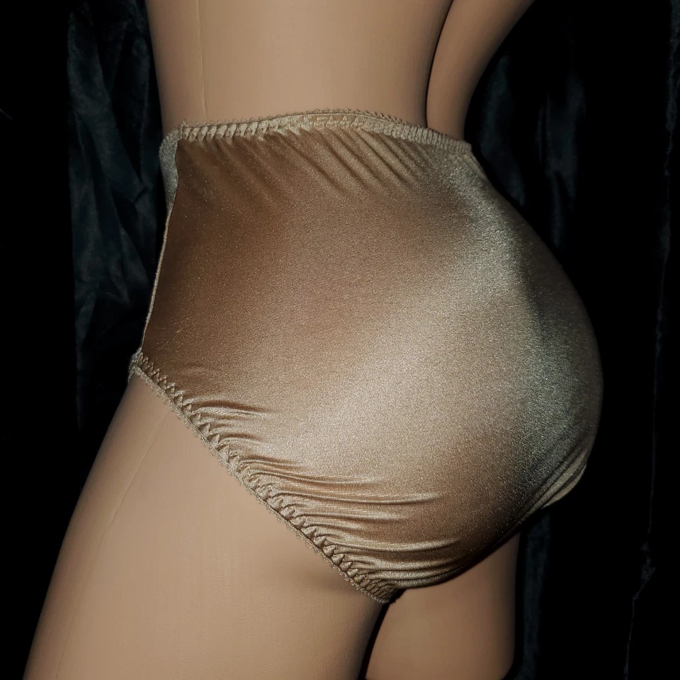 VTG VANITY FAIR Women's Control Brief SHINY BEIGE SATIN Granny Panty 48301 LARGE - Image 2 of 4