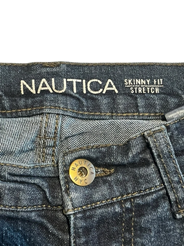 Pantalones de mezclilla Nautica Jeans para niños talla 18 ajustados elásticos azul oscuro pierna cónica Foto 4 de 4