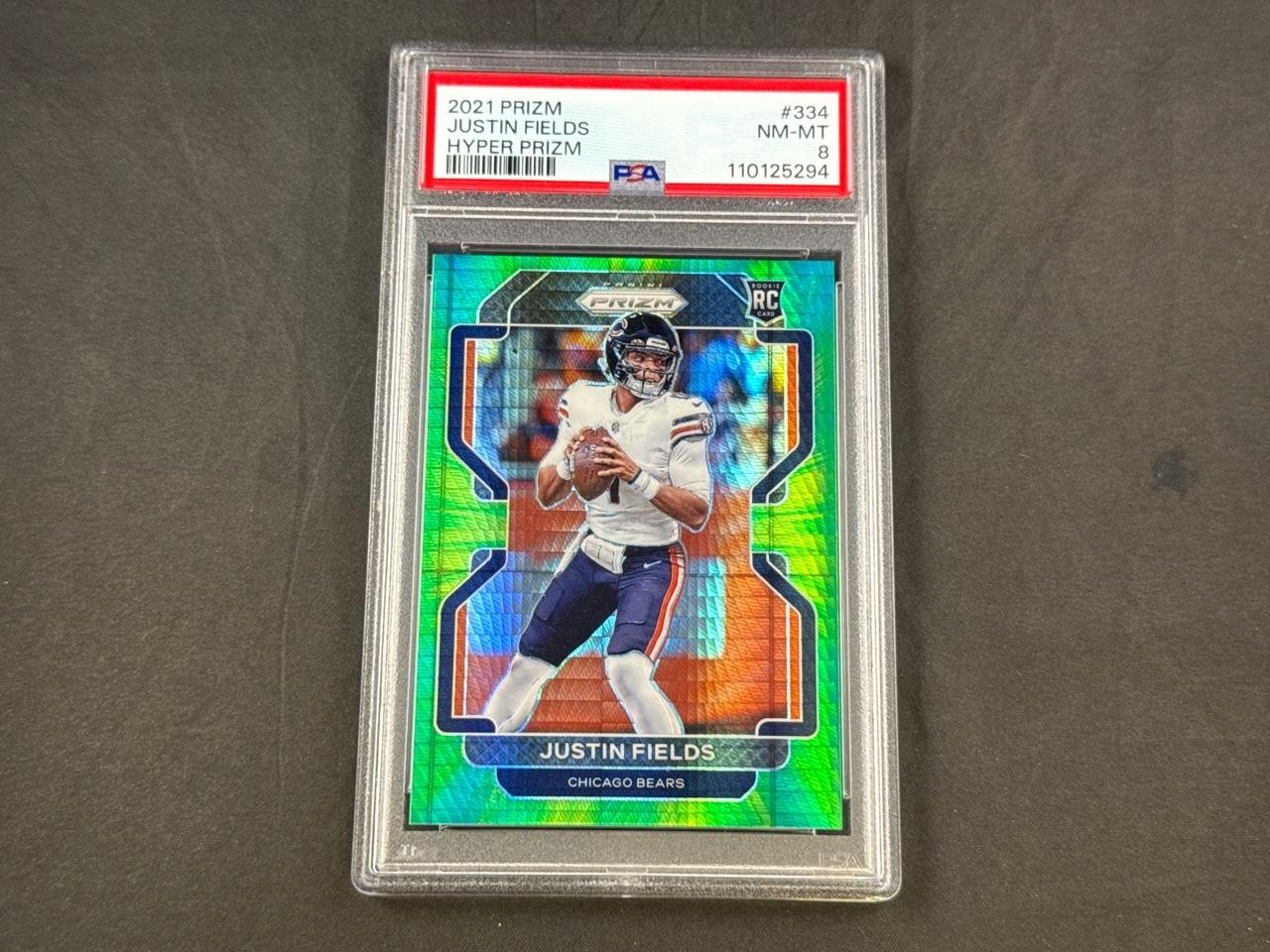 2021 PANINI PRIZM JUSTIN FIELDS #334 ROOKIE HYPER PRIZMS 19/175 JETS PSA 8 NM-MT
