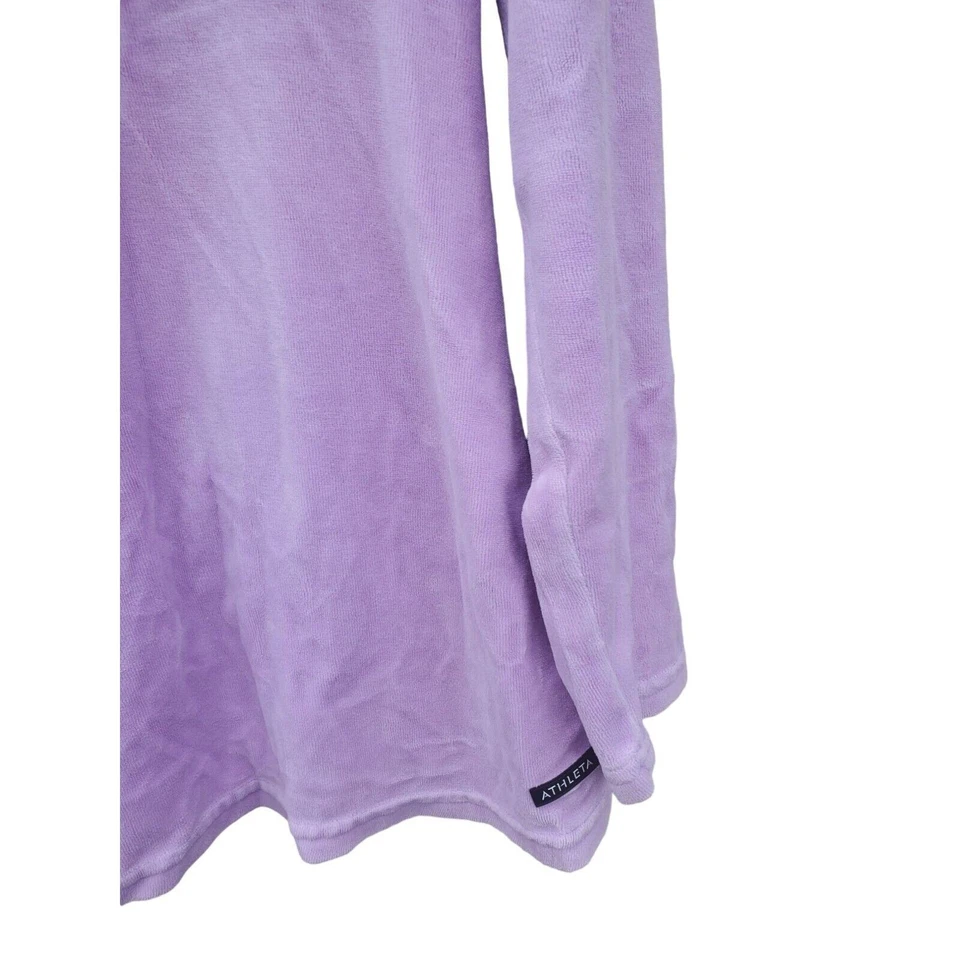 Athleta Top Medium Womens Long Sleeve N Neck Purple Soft Velvet Feel - Image 3 of 4