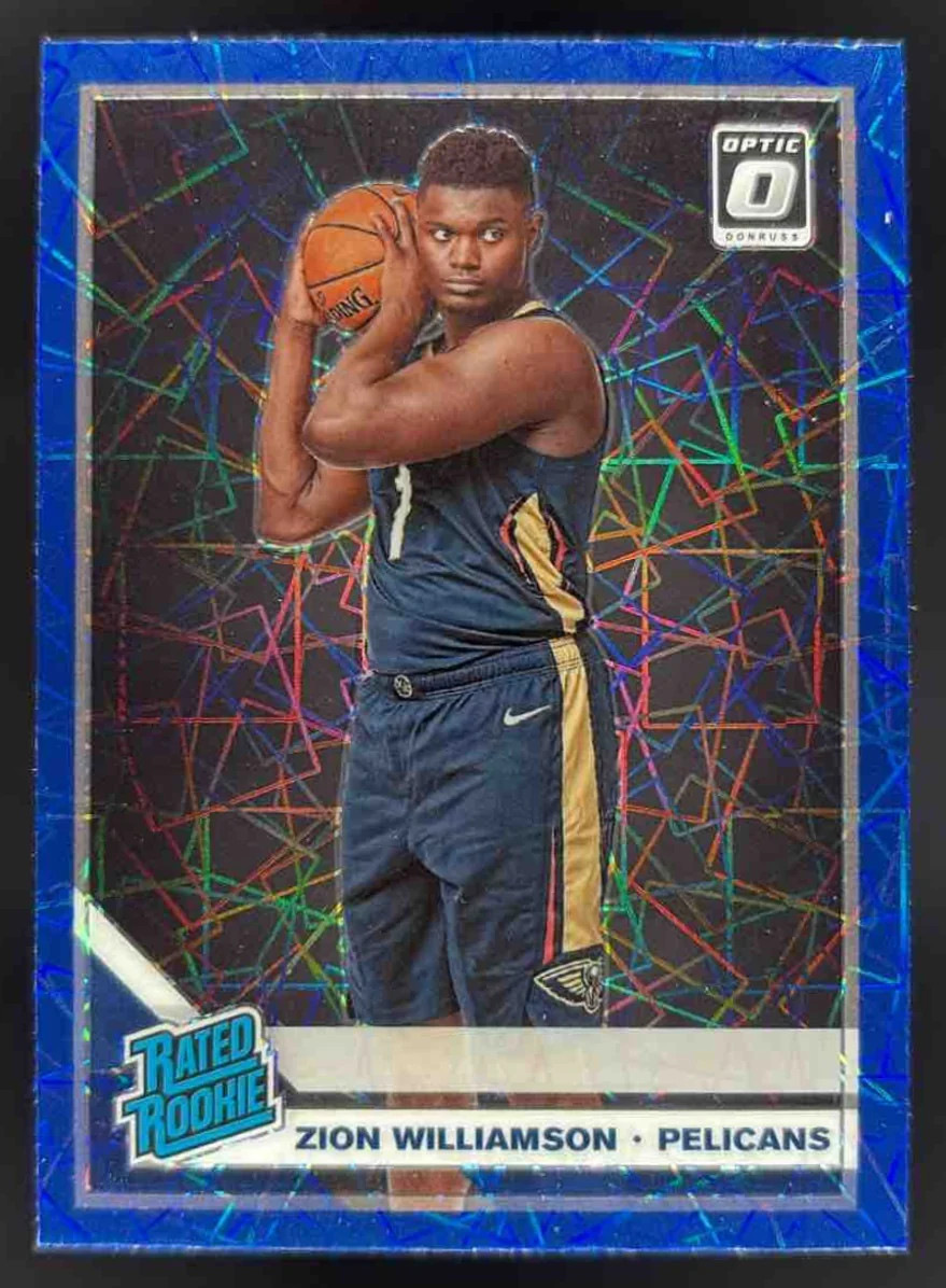 2019-20 Panini Donruss Optic Blue Velocity #158 Zion Williamson RC