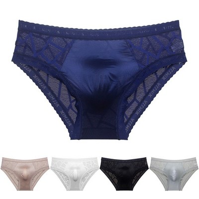 Men's Unique Lace Detail Briefs Soft and Stylish Low Waist Underwear Solution