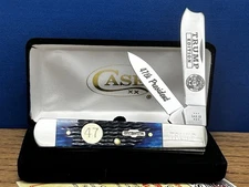 CASE XX PRES.TRUMP “47” 1 ARM RAZ. BLUE ROGERS BONE 24K Plated 47 Shield Knife