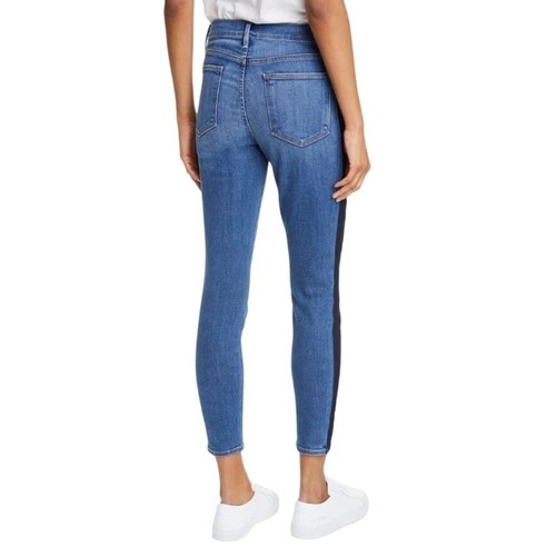 FRAME Le High Skinny Crop Jeans Tuxedo Stripe Stretch Denim Kenya Blue 27 - Picture 3 of 18
