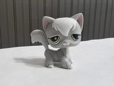 Authentic Littlest Pet Shop LPS PETSHOP #954 Angora Longhair Cat Grey Gray Stars