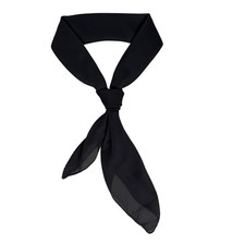 Chiffon Scarf Square Ribbon Head Neck Scarf Satin 25.6 Inch Black Pure