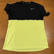Nike Shirt Mens Large Green Black Dri Fit Miler Running Short Sleeve Neon