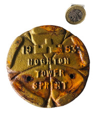 Metal Plaque Hoghton Tower Rusted 1983 Vintage ra