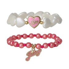 Kids Bracelet for Girls 2-Piece Set, White and Pink Beaded Bracelets for Girl...