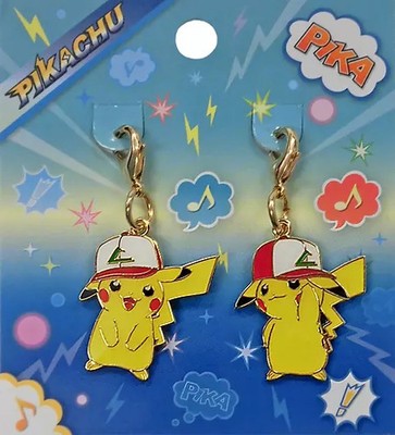 Key chain/mascot (character) Pikachu wearing a hat Metal charm (set of 2)