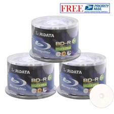 150 Ridata 6X BD-R 25GB Blu-ray White Inkjet Hub Printable Recordable Blank Disc