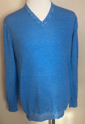 Campione Del Garda Herren Strick Pullover Langarm Blau Gr. L