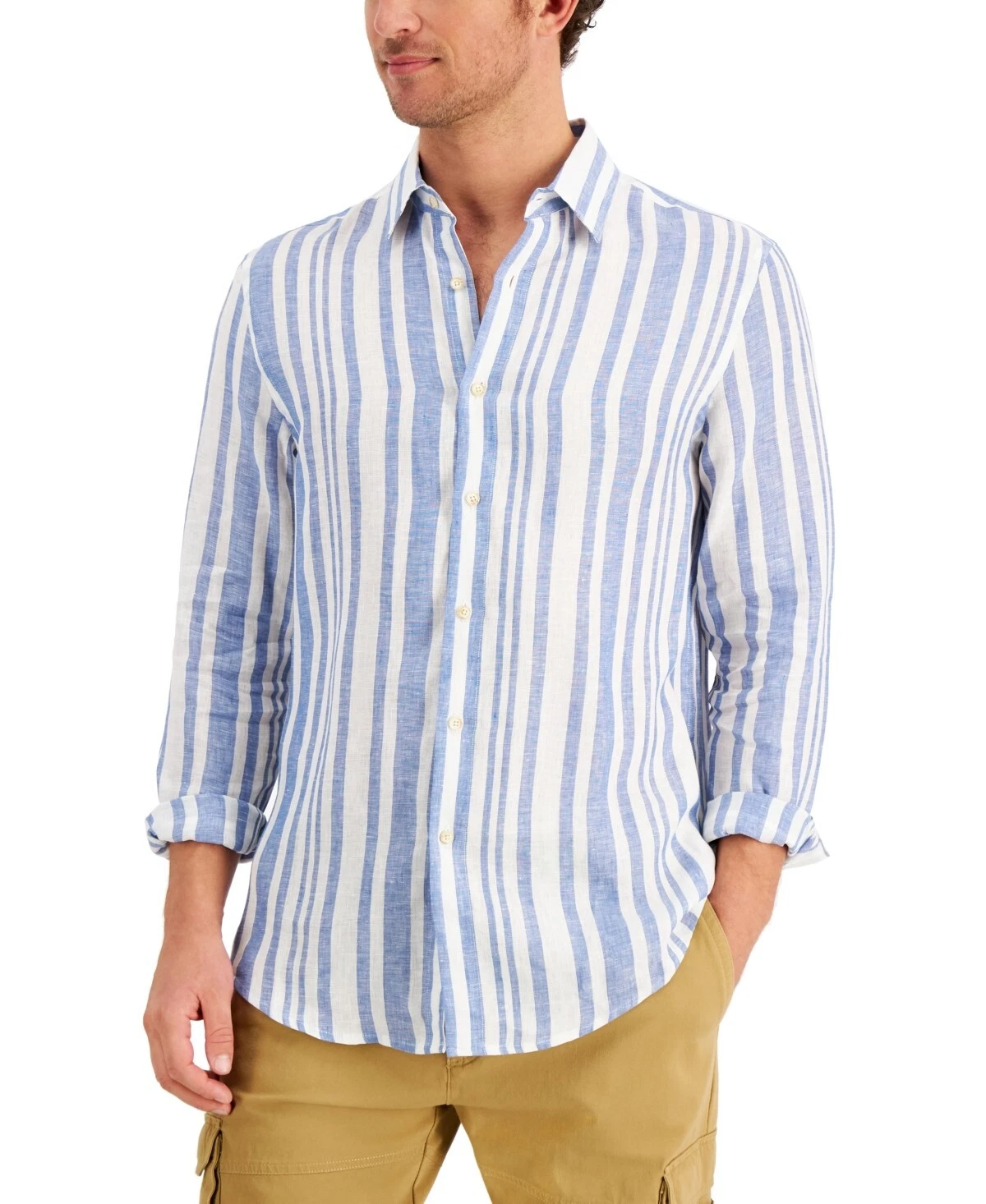 Club Room Johnny Stripe Linen Shirt L54645 Men's Size S